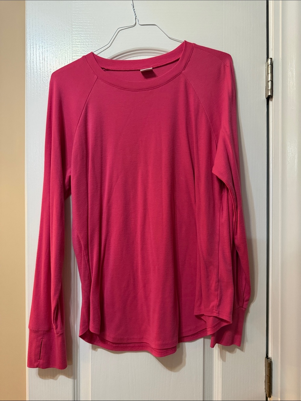 Long Sleeve Women's Crewneck Tee - Pink
